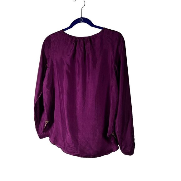 Sundance PS Purple Silk Peasant Blouse Tunic gold Floral Embroidered - Picture 2 of 6